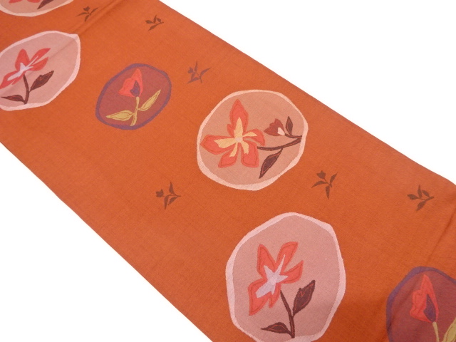 丸に花模様織出し袋帯